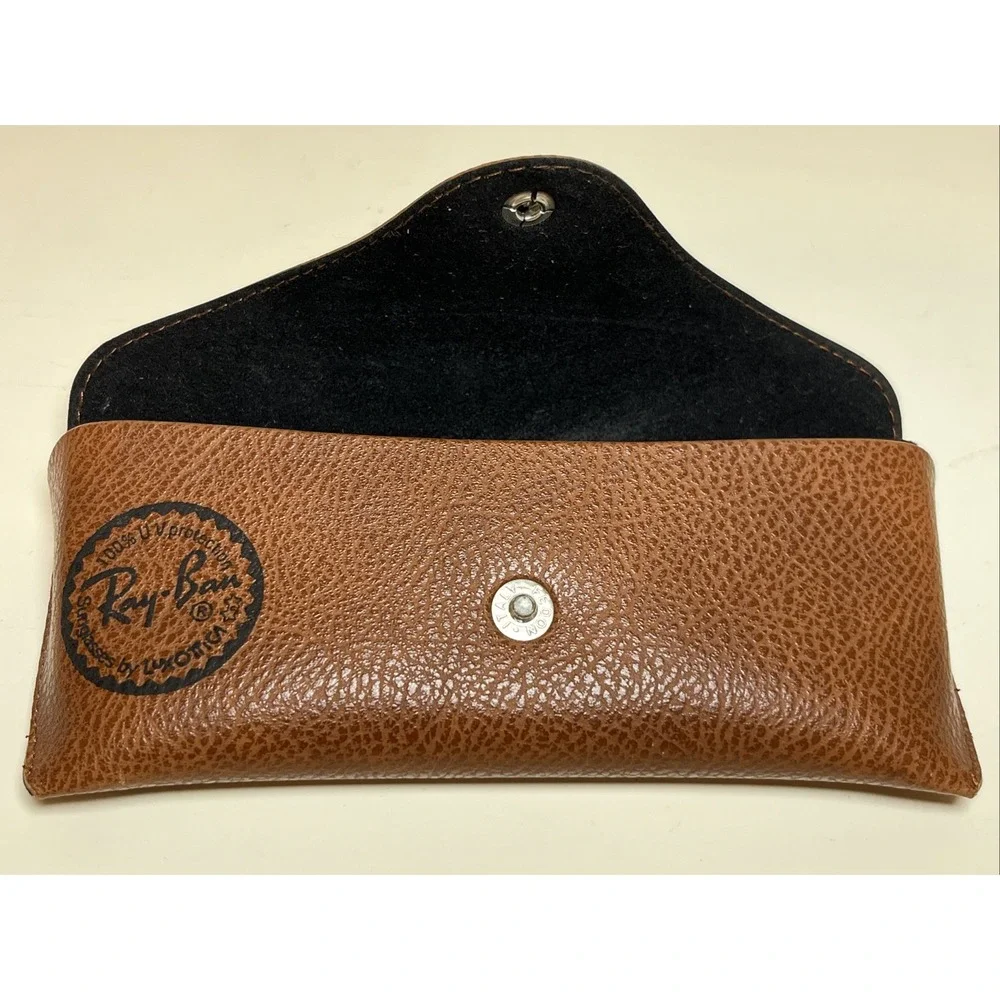 Ray-Ban Brown Sunglasses Case Only Faux Leather Snap Button